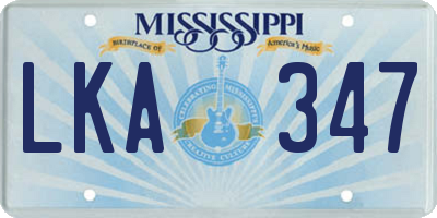 MS license plate LKA347