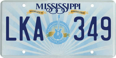 MS license plate LKA349