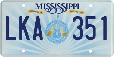 MS license plate LKA351