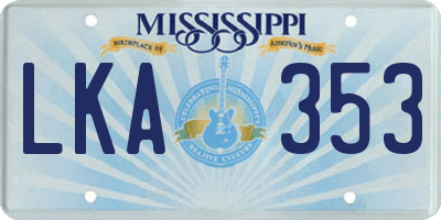 MS license plate LKA353