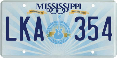 MS license plate LKA354