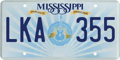 MS license plate LKA355