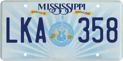 MS license plate LKA358