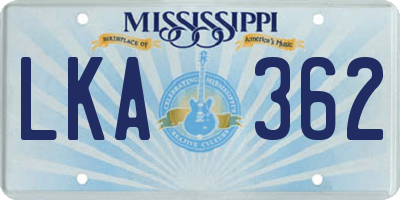 MS license plate LKA362