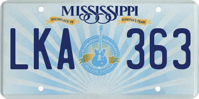 MS license plate LKA363