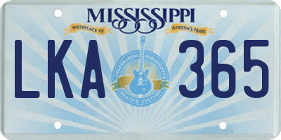 MS license plate LKA365