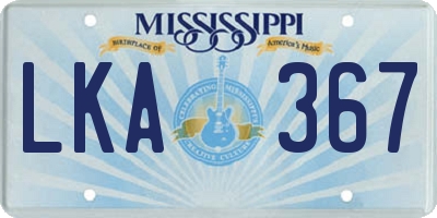MS license plate LKA367