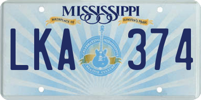 MS license plate LKA374