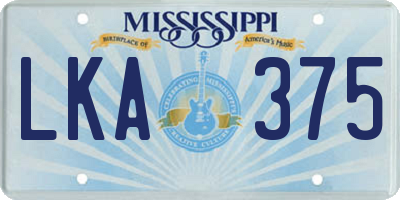 MS license plate LKA375
