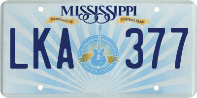 MS license plate LKA377