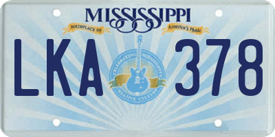 MS license plate LKA378