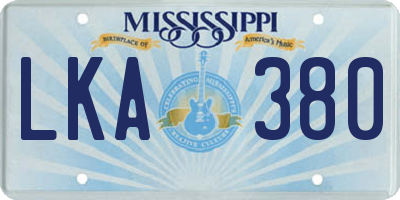 MS license plate LKA380