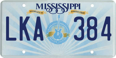 MS license plate LKA384