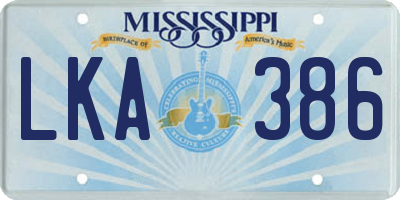 MS license plate LKA386