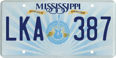 MS license plate LKA387