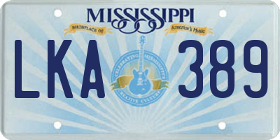 MS license plate LKA389