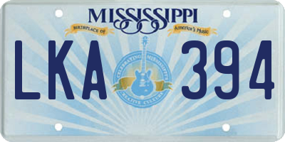 MS license plate LKA394