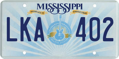 MS license plate LKA402