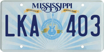 MS license plate LKA403