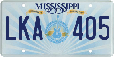 MS license plate LKA405