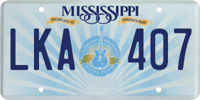 MS license plate LKA407