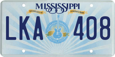 MS license plate LKA408