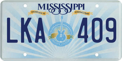 MS license plate LKA409