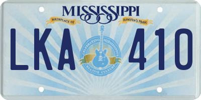 MS license plate LKA410