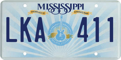 MS license plate LKA411