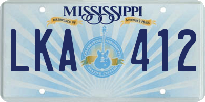 MS license plate LKA412