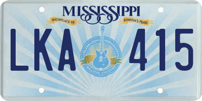 MS license plate LKA415
