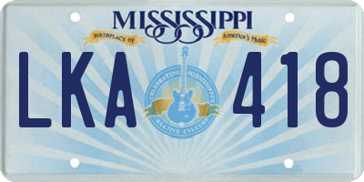 MS license plate LKA418