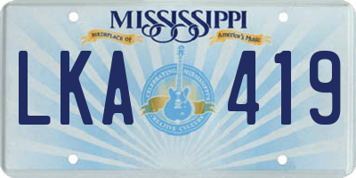 MS license plate LKA419