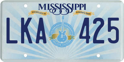MS license plate LKA425