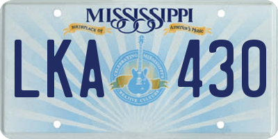 MS license plate LKA430
