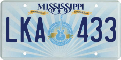 MS license plate LKA433
