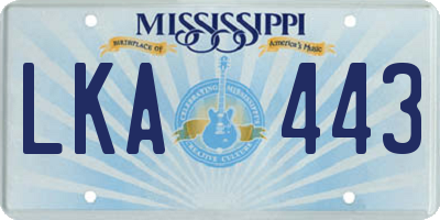 MS license plate LKA443