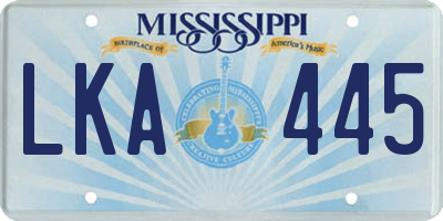 MS license plate LKA445