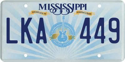 MS license plate LKA449