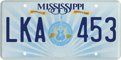 MS license plate LKA453