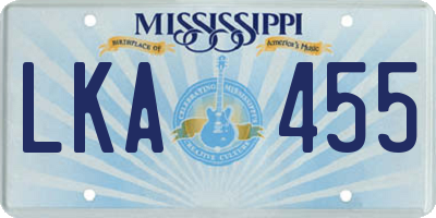 MS license plate LKA455