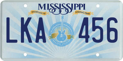 MS license plate LKA456