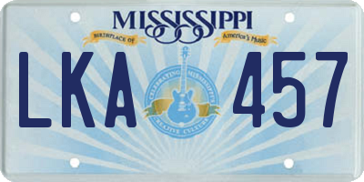 MS license plate LKA457