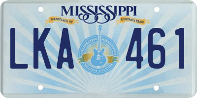 MS license plate LKA461