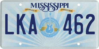 MS license plate LKA462