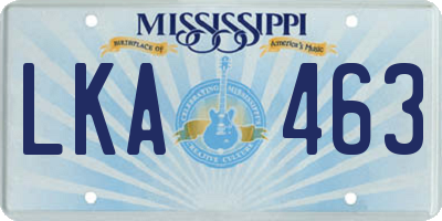 MS license plate LKA463