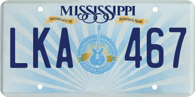 MS license plate LKA467
