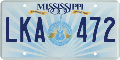 MS license plate LKA472