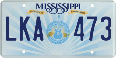 MS license plate LKA473