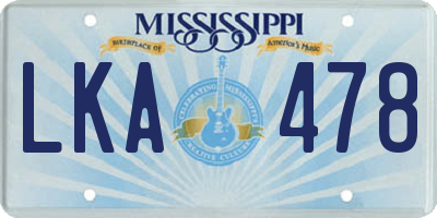 MS license plate LKA478